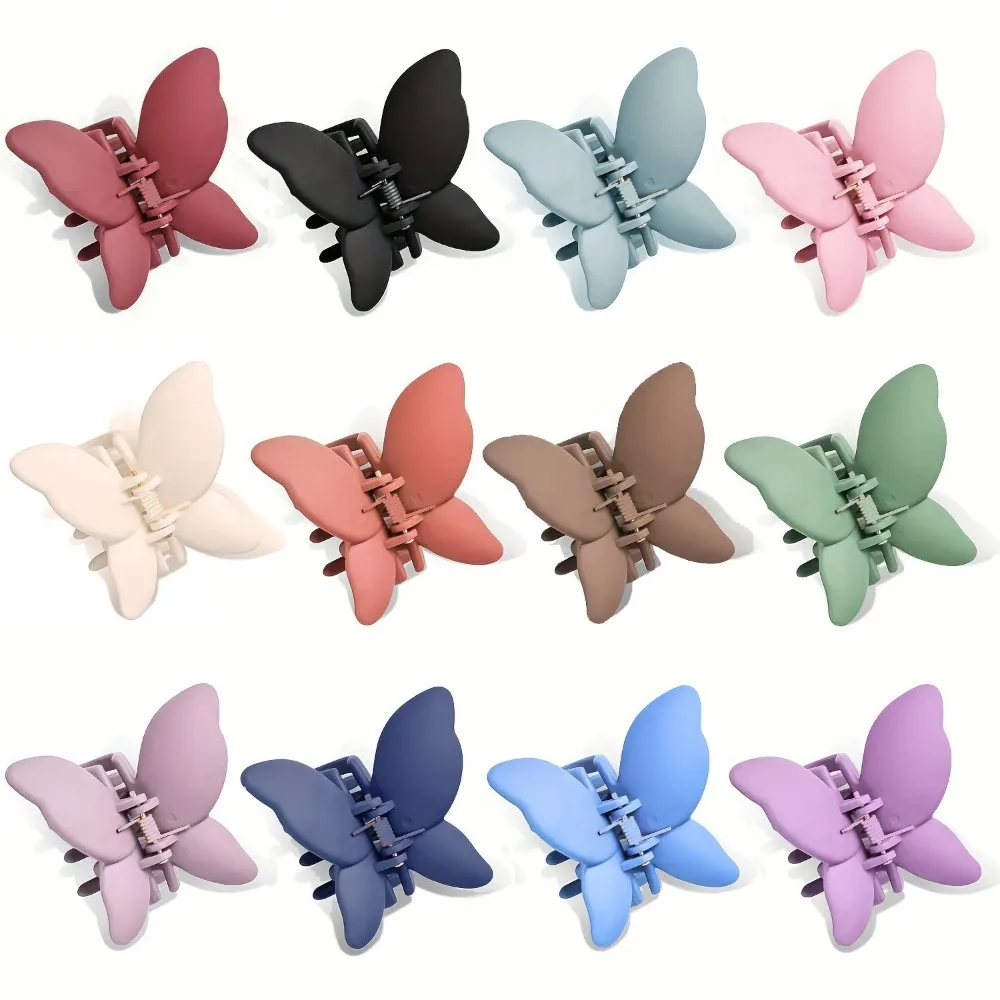 Matte Butterfly Hair Claw Solid Simple Ponytail Holders Barrettes Sweet Fairy Hair Clip Elegant Hairpin Claw Styling Accessories