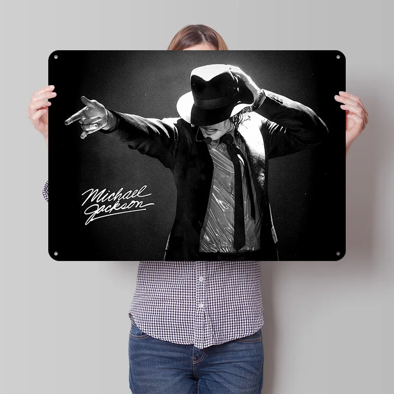 Michael Jackson Performing 3D Texture Printed Poster Custom Vintage Metal Tin Plate Sign for Wall Art Bedroom Decoration Room