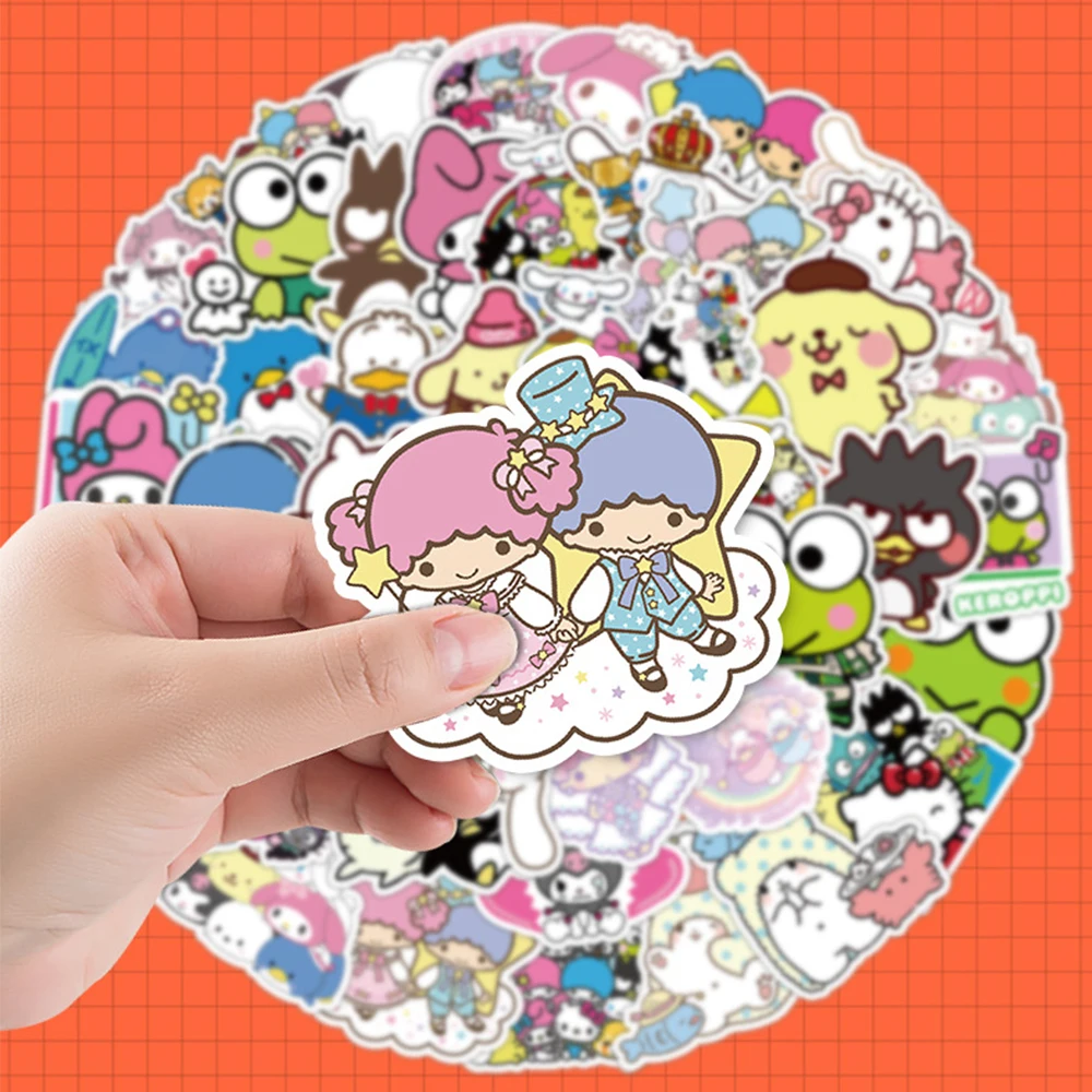 10/30/50 buah stiker kartun Sanrio Kuromi Hello Kitty stiker Anime Kawaii anak perempuan stiker DIY gitar Laptop buku harian stiker lucu mainan anak