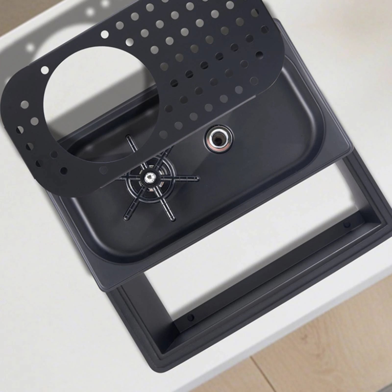 Bar Cup Washer Drainage Holes Press-Activated Cup Washer Sink Attachment Black Finish Household Cleaning Quick Rinse