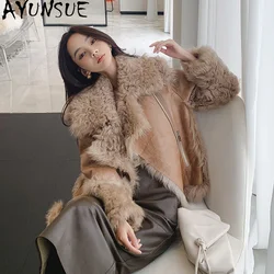 AYUNSUE Korean Sheepskin Genuine Leather Jacket Women Clothing Short Leather Coat Motorcycle Leather Coats and Jackets Zm1095