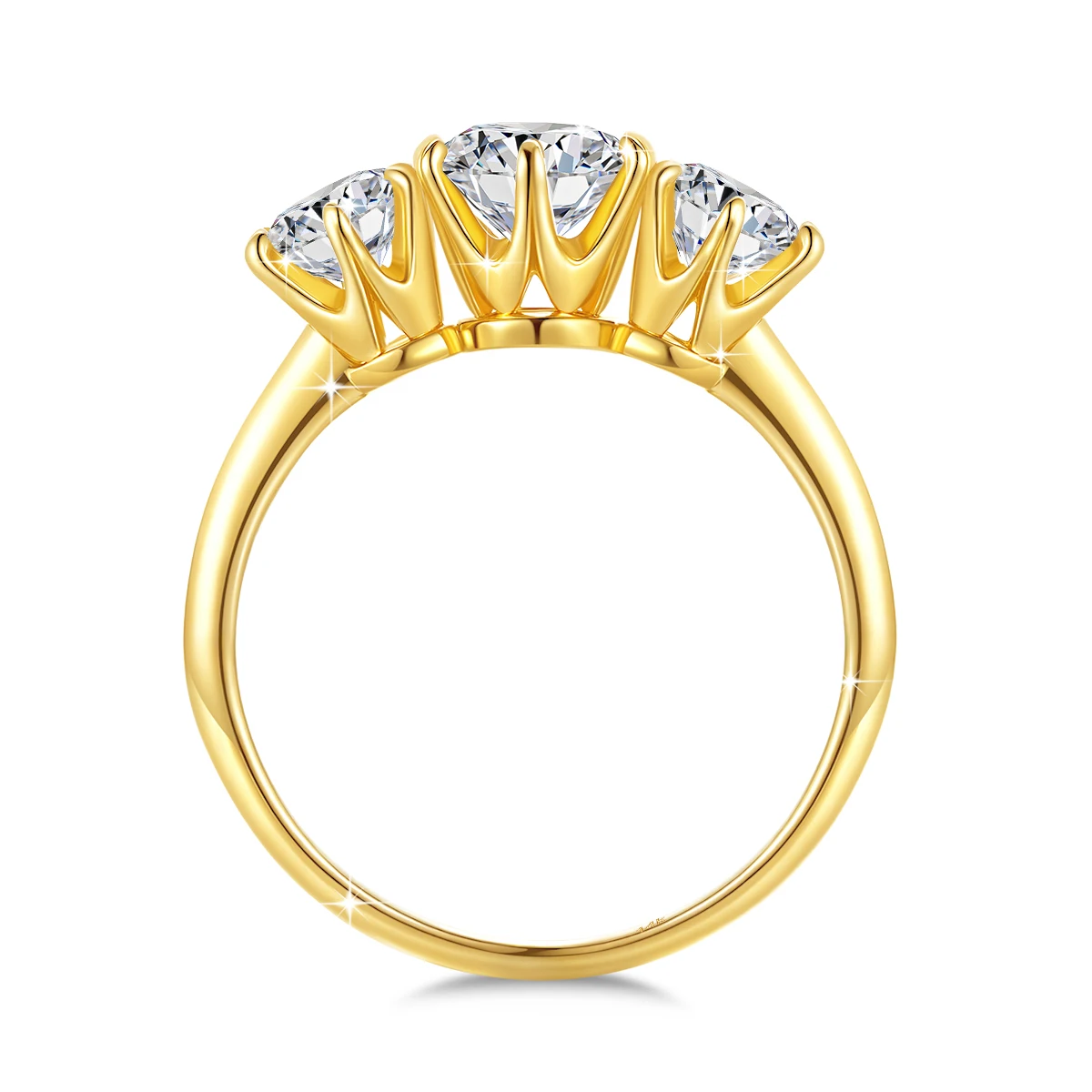 AU585 Gold 14K D Color Moissanite Rings for Women Luxury Three Stone Engagement Ring Wedding Band Custom Fine Jewelry
