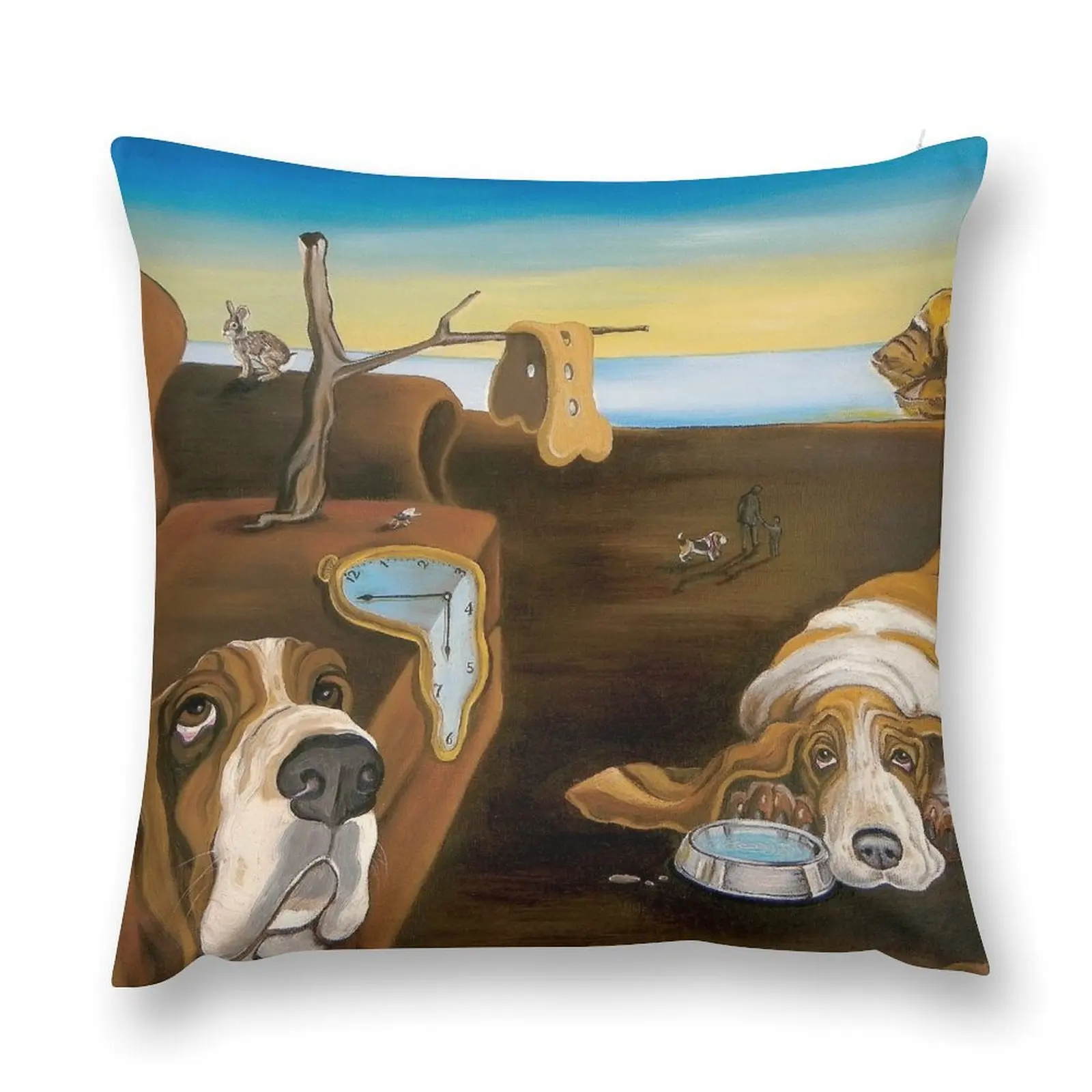 The Persistence of Basset Hound Throw Pillow Embroidered Cushion Cover Pillows Aesthetic Luxury Pillow Case pillow