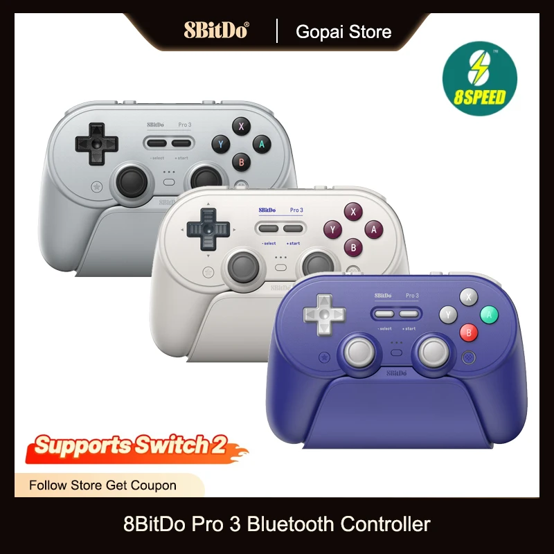 Беспроводной Bluetooth-контроллер 8BitDo Pro 3 Джойстики TMR с зарядной док-станцией для коммутатора 1/2 Windows Apple Android SteamOS