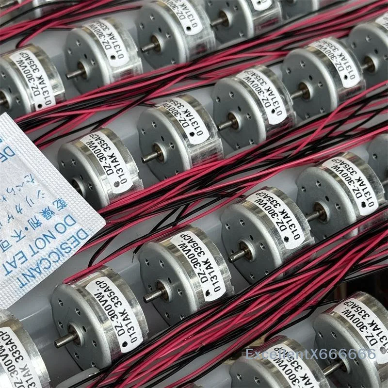 One Unit of 300 Micro DC Motor - 24mm Round 2mm Spindle, Operating Between 3V-6V; Suitable for DIY Toy, Solar or Fan Projects