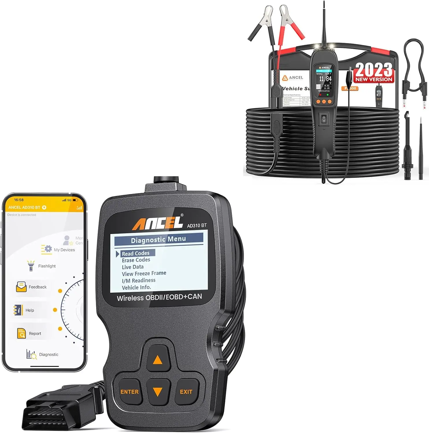 

AD310BT PB500 Сканер OBD2 Тестер цепи питания Bluetooth