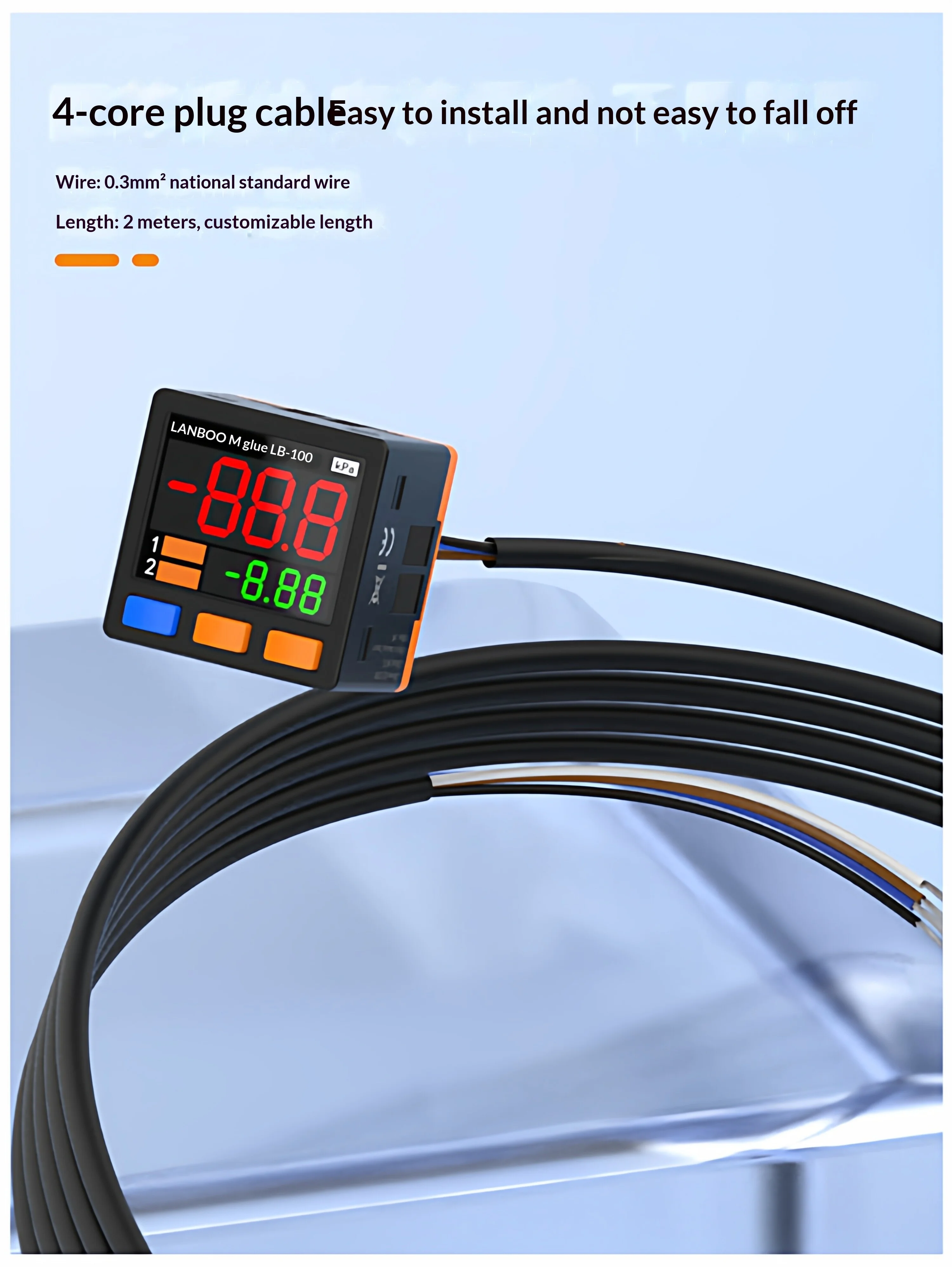 LANBOO lbq Serie digitales Manometer - Hoch-/Niederdruckanzeige mit rot, grün und orange farbcodierter Anzeige – Detail 8