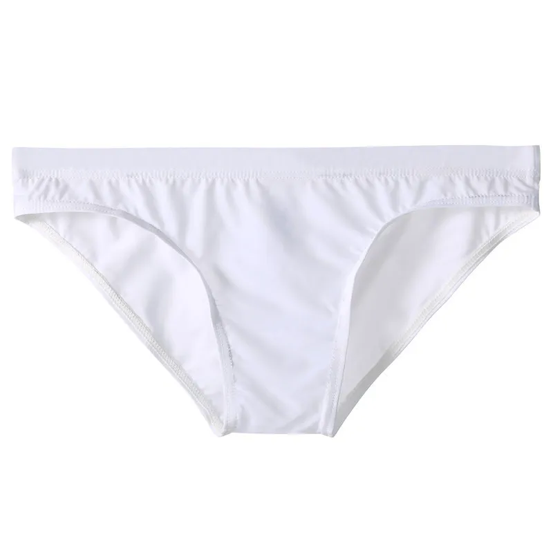 Men\'s Swimwear Beachwear Sexy Low Waist Ice Silk Smooth Briefs Translucent Bikini Silky Breathable Sissy Panties Slip Hombre