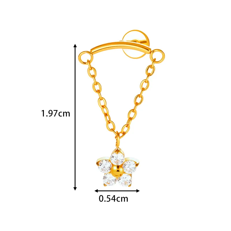 1PC G23 Titanium 16G Internally Threaded Pendant Chain CZ Drape Helix Cartilage Tragus Studs Earrings Lobe Lip Piercing Jewelry