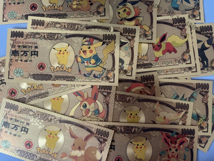

Pokemon gold foil Commemorative banknote miniso Anime Figure Cartoon Figural Personality Gold money kid's birthday gift