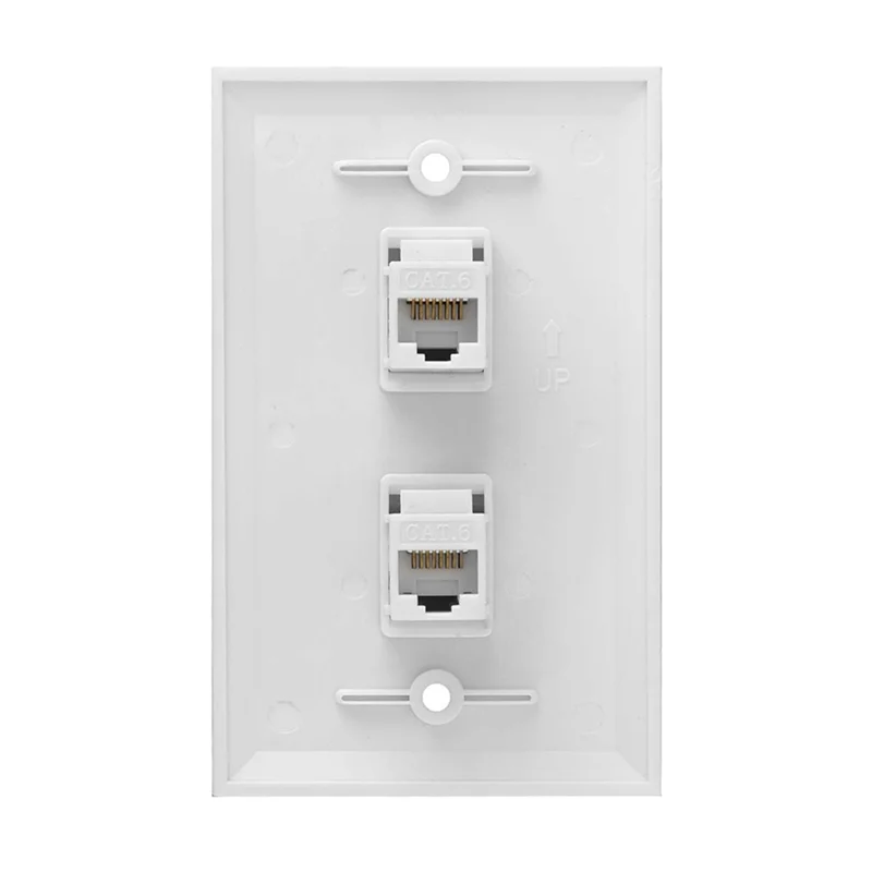 

ABRU-6 Pack 2 Port Ethernet Wall Plate, Cat6 Female To Female Wall Jack RJ45 Keystone Inline Coupler Wall Outlet, White