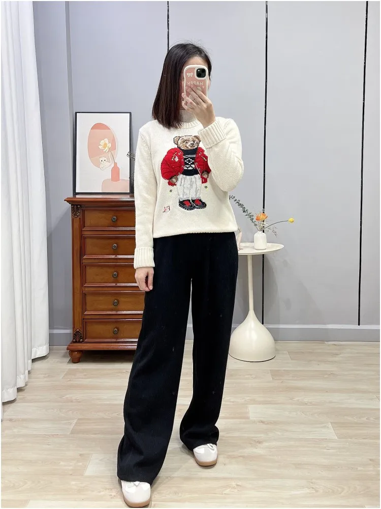 

Мягкий хлопковый шерстяной топер, круглый вязаный свитер Ne, женский верхний свитер для поездок на работу, облегающий длинный свитер, зима