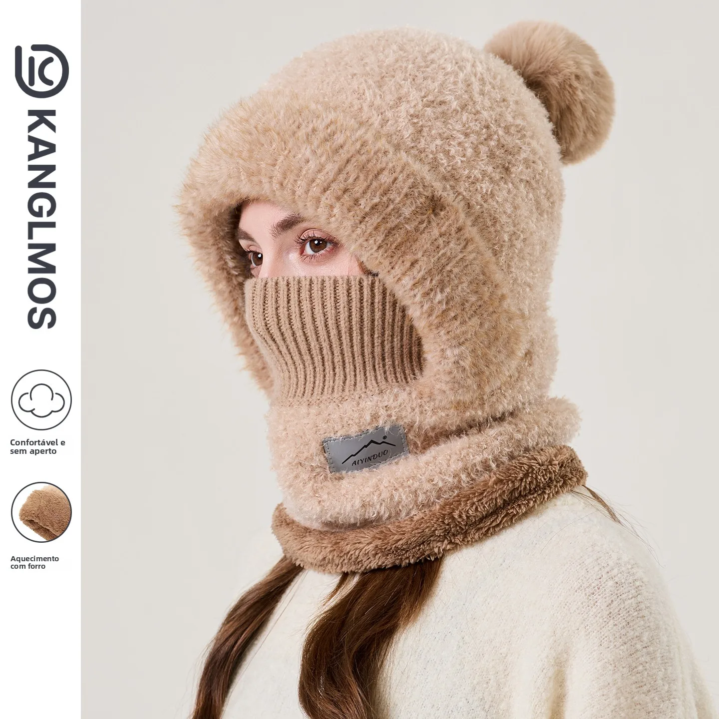 kanglmos-winter-fleece-lined-knitted-hat-women's-hooded-scarf-integrated-warm-ear-protection-cold-proof-overhead-woolen-cap