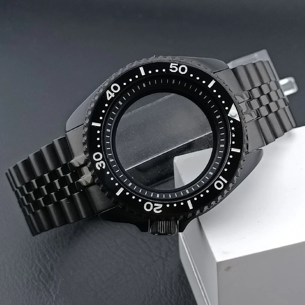 

NH35 Mod Black Case 42mm Silvery/Black Steel Case Fit NH35 NH36 Movement/Dial Case Plane Sapphire Glass 22mm Strap Watch Box