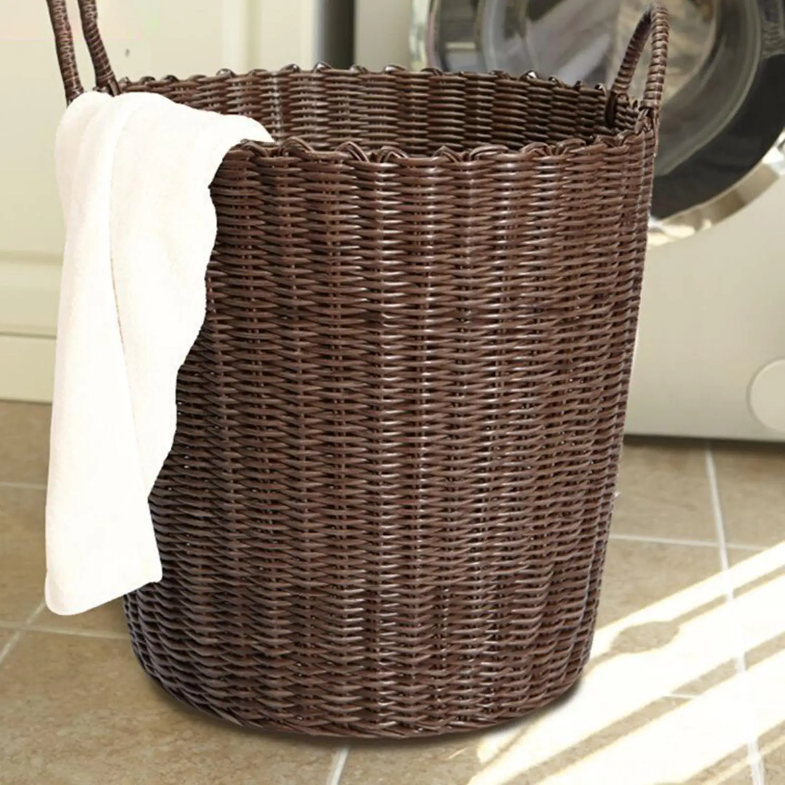 

Handwoven Laundry Basket Large Capacity Container Breathable Household Washing Basket for Farmhouse Linens Camping Hotel Sheets