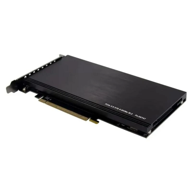 Super Fast PCIe X16 to 4 Port NVMe Expansion Card PLX8747 Control PCIe3.0