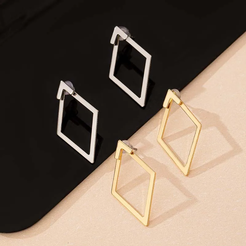 Geometric Square Detachable Triangles Stud Earrings for Women Fashion Jewelry Minimalist Accessories Party Gifts