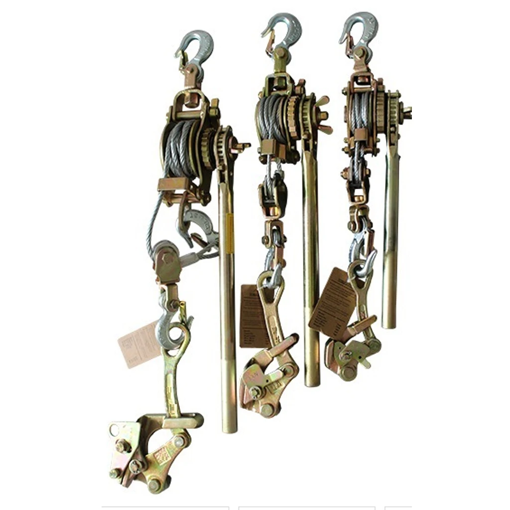 2T hand puller with 2Ton wire grip, Japanese style ratchet cable puller hand steel wire rope puller ratchet pulling wire grip