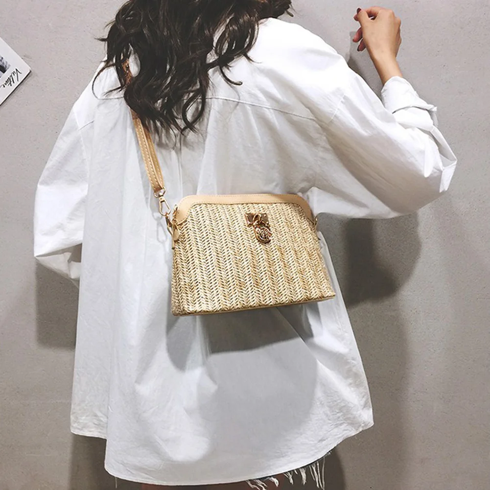 

Shoulder Bags for Women Casual Handbags Shell Shape Women Woven Pure Color Shoulder Bag Ladies Beach Crossbody Bags