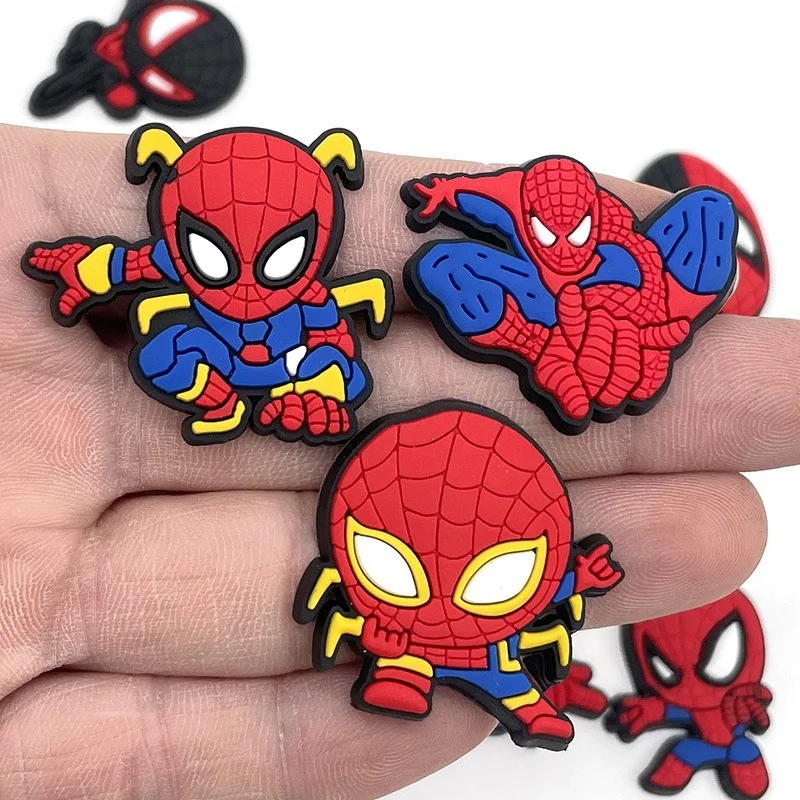 Marvel Super Hero Shoe Charms Spiderman PVC DIY shoe Accessories Fit Crocs Clogs Cartoon Sandals Decorate Unisex Kids Party Gift