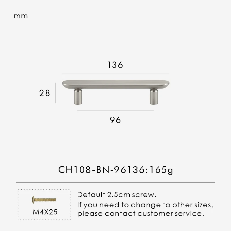Nurlin massief messing effen minimalistisch Italiaans modern design kastladen T-bar handvat verlengde kledingkast kastdeur pull CH108