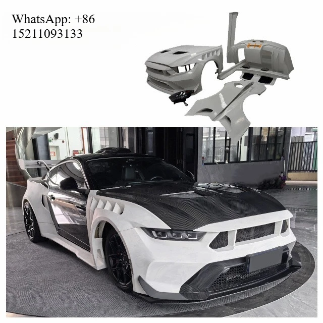 For S650 Upgrade GTD Body Kit Mustang 2024 2025 Front Rear Bumper Fenders Trunk Hood Spoiler