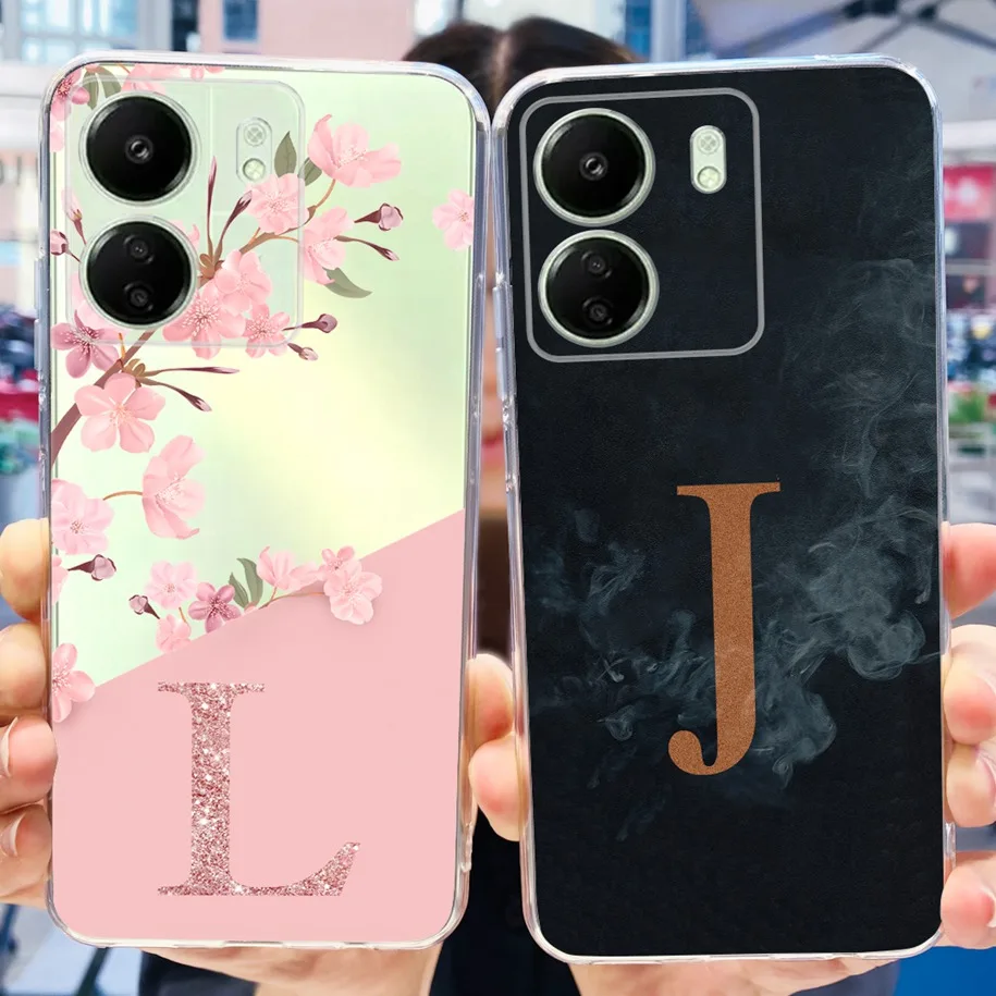 For Xiaomi Poco C65 Case 2023 Fashion Flowers Letters Silicone Shockproof Bumper For Xiomi Poco C65 C 65 Cover PocoC65 5G Fundas