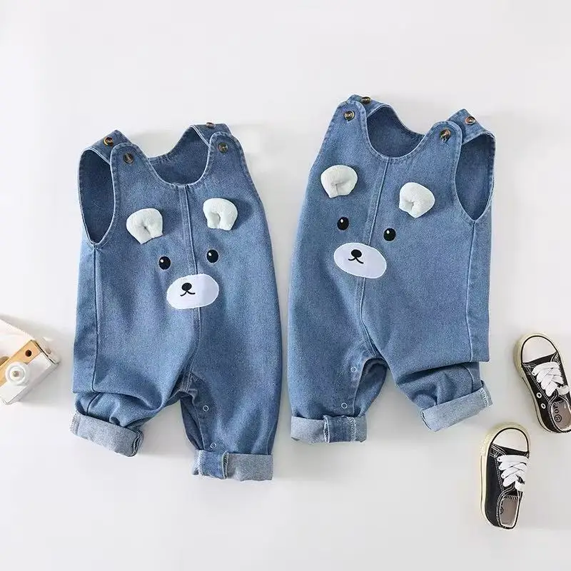 

Autumn Baby Cotton Denim Overalls Pants Cartoon Infants & Toddlers Boys Girls Jumpsuit with Adjustable Straps Crawling Clothes