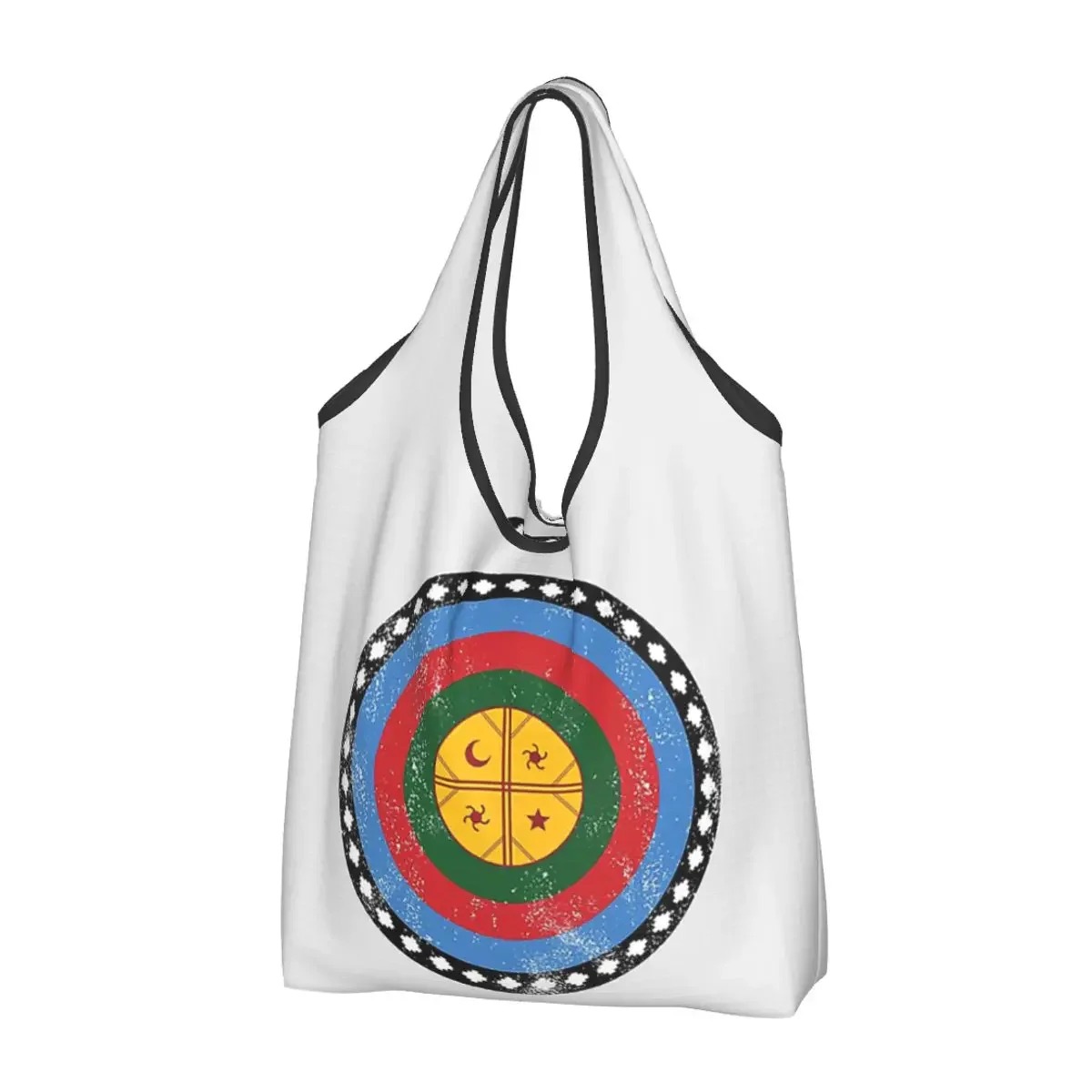 Mapuche Sign Symbol Graphic Portable Tote Shopping Bags Reusable Shopper Bag Groceries Handbag Shoulder Bag