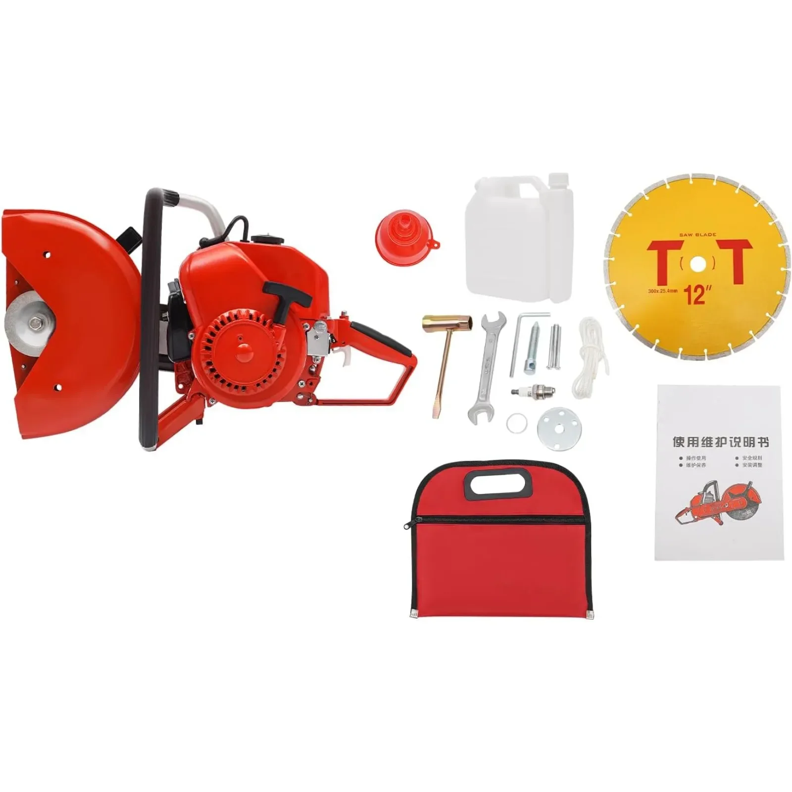 

78,5CC 2-тактная портативная пила для бетона, газовая пила для резки цементной кладки, пила для резки бетона с 12-дюймовым режущим лезвием