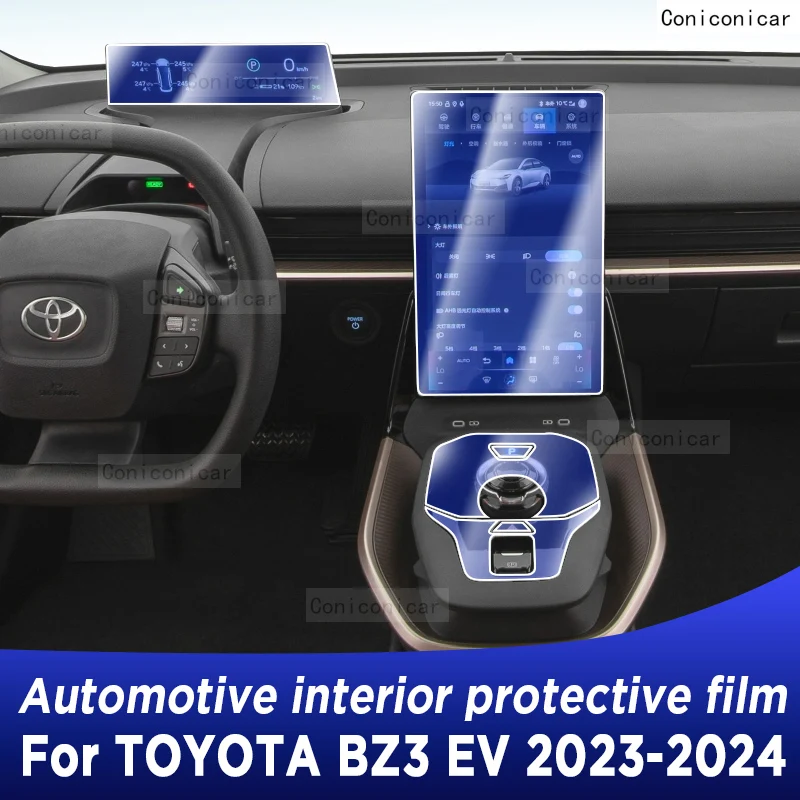 

For TOYOTA BZ3 EV 2023 2024 TPU Gearbox Panel Dashboard Screen Protective Film Interior Cover Anti-Scratch Car Accessories