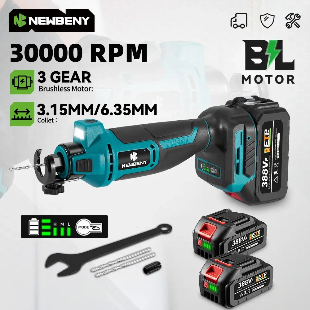 NEWBENY Bürstenloses elektrisches Trockenbau-Ausschnittwerkzeug, 3 Gänge, kabelloses Schneiden von Holz, Trockenbau, Sheetrock-Holz für Makita 18 V-Batterie-Pin