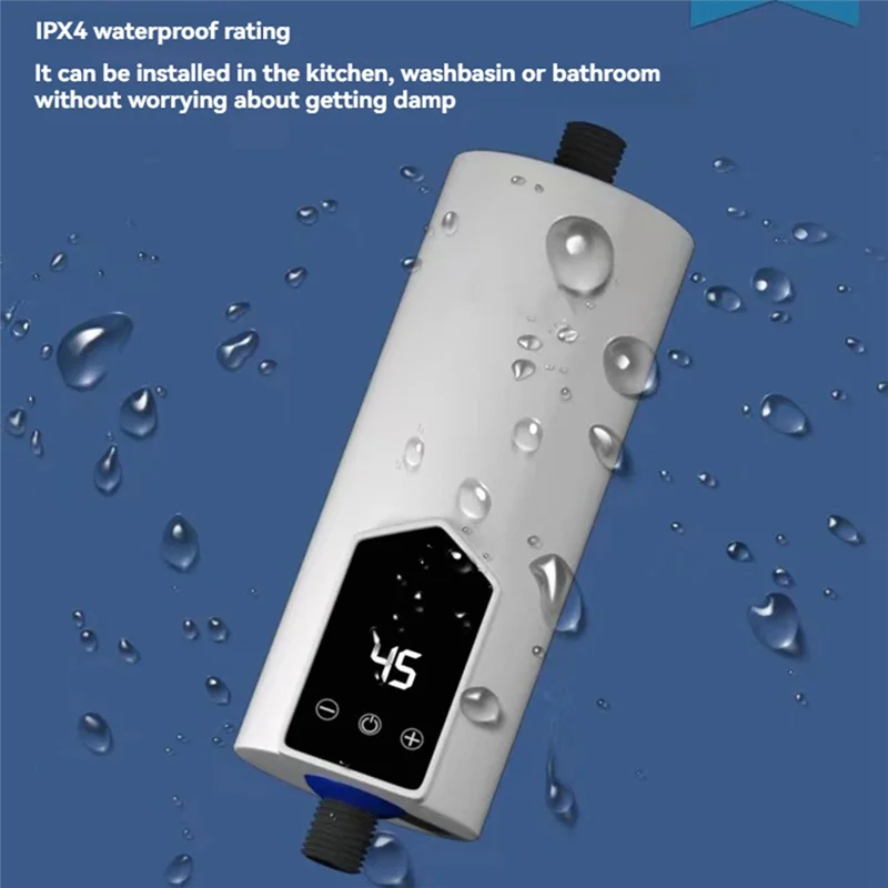 A26F-Portable Electric Water Heater Instant Heating System For Bathroom Shower, Home Kitchen And Hot Water Supply US Plug