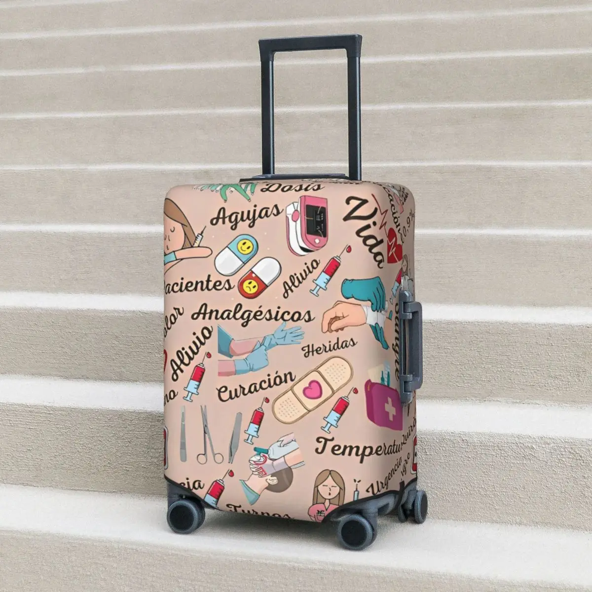 

Enfermera En Apuros Suitcase Cover Strectch Travel Protection Luggage Case Holiday