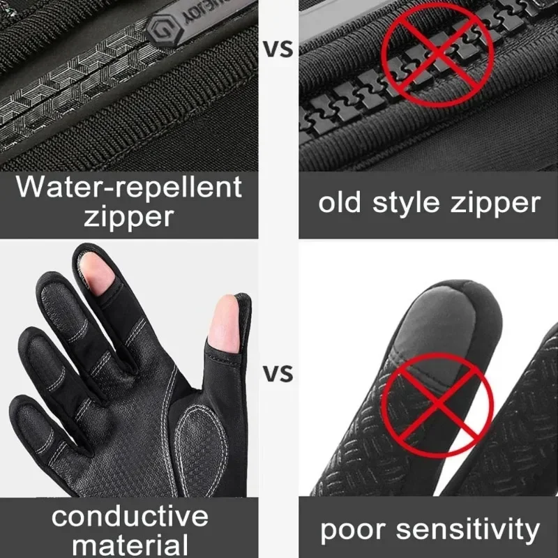 Fingerless Fishing Gloves Windproof Cold Weather Touchscreen Warm Motorcycle Cycling Gloves For Photography Hunting Ski Driving