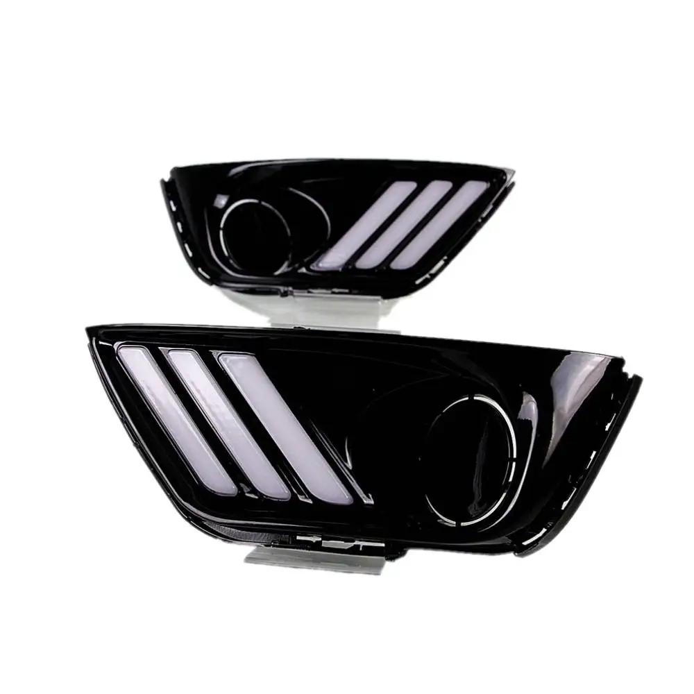 July King Car Daytime Running Lights for Jeep Compass 2017-2021, 6000K LED DRL With Frame + Yellow Streamer Turn Signals