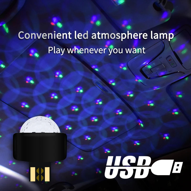 Car Atmosphere DJ Light,USB Mini Disco Light, Mini Portable Stage DJ Strobe Light, LED Car USB Ambient Light, Starry Sky Light