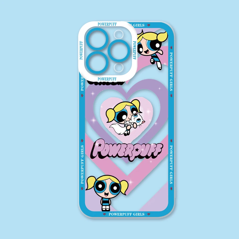 P-Powerpuff Girls Anime Phone Case For iPhone 15 14 12 13 11 Pro Max Mini 8 7 6 6S X XS SE Plus Soft Silicone Transparent Cover