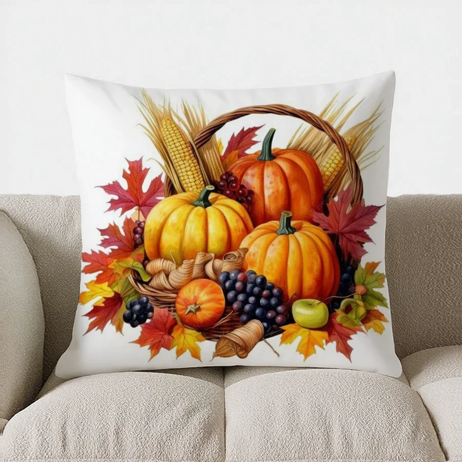 Home Decor Autumn Maple Leaves Decorative Digital Pillow Pattern Cushion Cover Suitable For Sofa Bedroom Car Pillow Cover