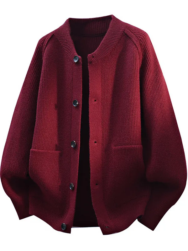 

Высококачественный вязаный мужской кардиган-свитер однотонного цвета, модный осенний новый легкий роскошный верхний слой одежды