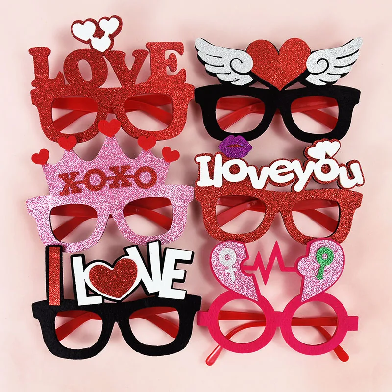 1Pc Party Glasses Valentine's Day Love Sunglasses Wedding Photo Booth Props Decorations Bachelorette Party Valentines Supplies 7