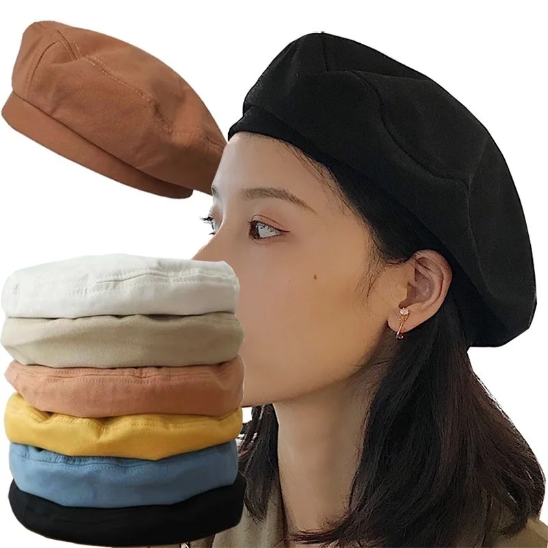 Vintage Plain Beret Hats French Artist Berets Warm Wool Autumn Winter Beanie Hat Women Girl Street Cap Winter Berets Women Men