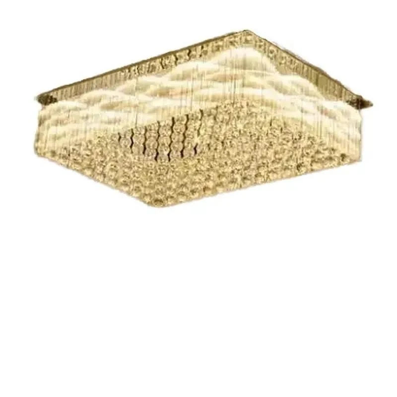 Crystal Raindrop Chandelier 10 Lamp Large Rectangle Modern Chandelier Luxury Gold Lamp