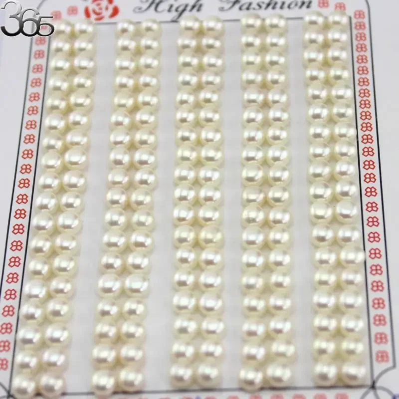 20PCS 4-12MM Natural AAA Grade White Button Flat Back Round Freshwater Pearl Half Drilled Hole Loose Beads