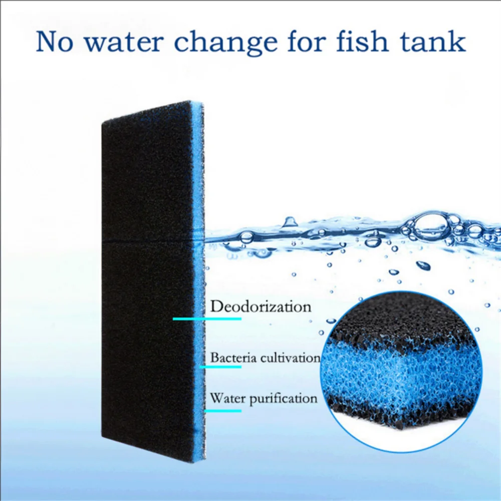 3-in-1 Aquarium Filter Media Coconut Carbon Bio Sponge Bamboo Charcoal 50cm Water Purification Deodorize No Water Change