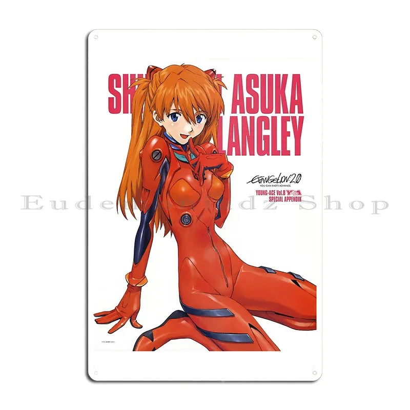 Asuka Langley Metal Sign Cinema Vintage Printing Living Room Retro Tin Sign Poster