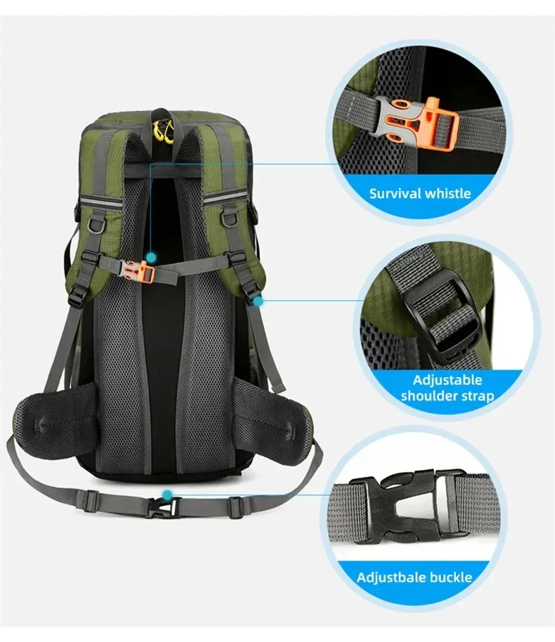 50l mochila de viagem saco de acampamento para homens grande saco de caminhada turista à prova dwaterproof água esportes ao ar livre escalada montanhismo saco