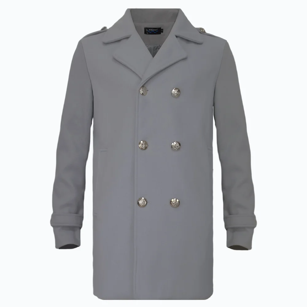 Fashion Men's Jacket Overcoat With Slim Casual Male Trench Coat Outerwears Double-Breasted Lapel Long Jackets Man