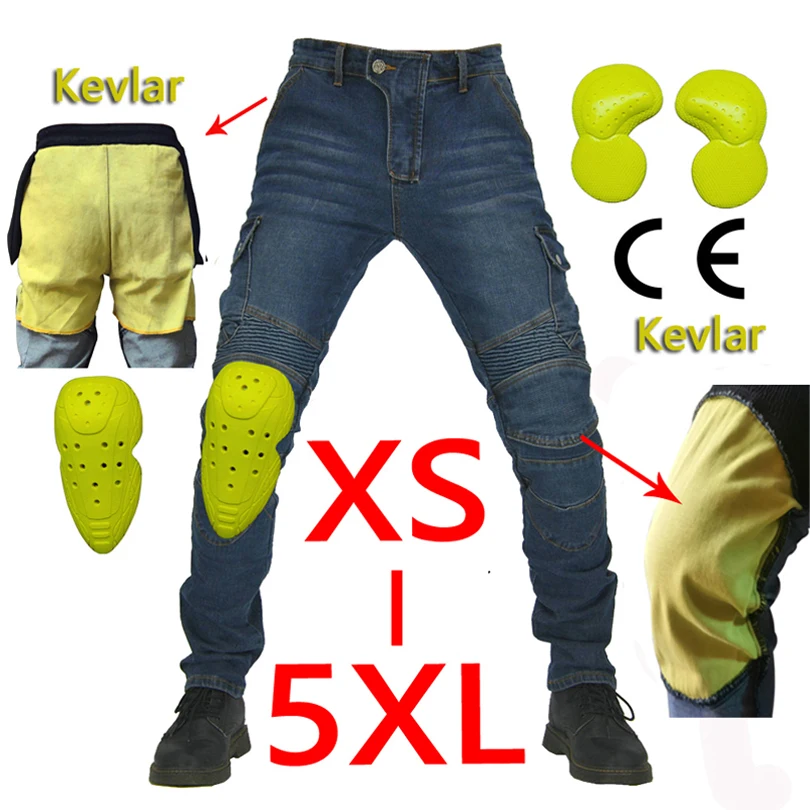 Kevlar Motorcycle Pants Moto Protection Motocross Jeans Rodilleras Moto Jeans Men Motocross Pants Four Seasons Breathable XS 5XL