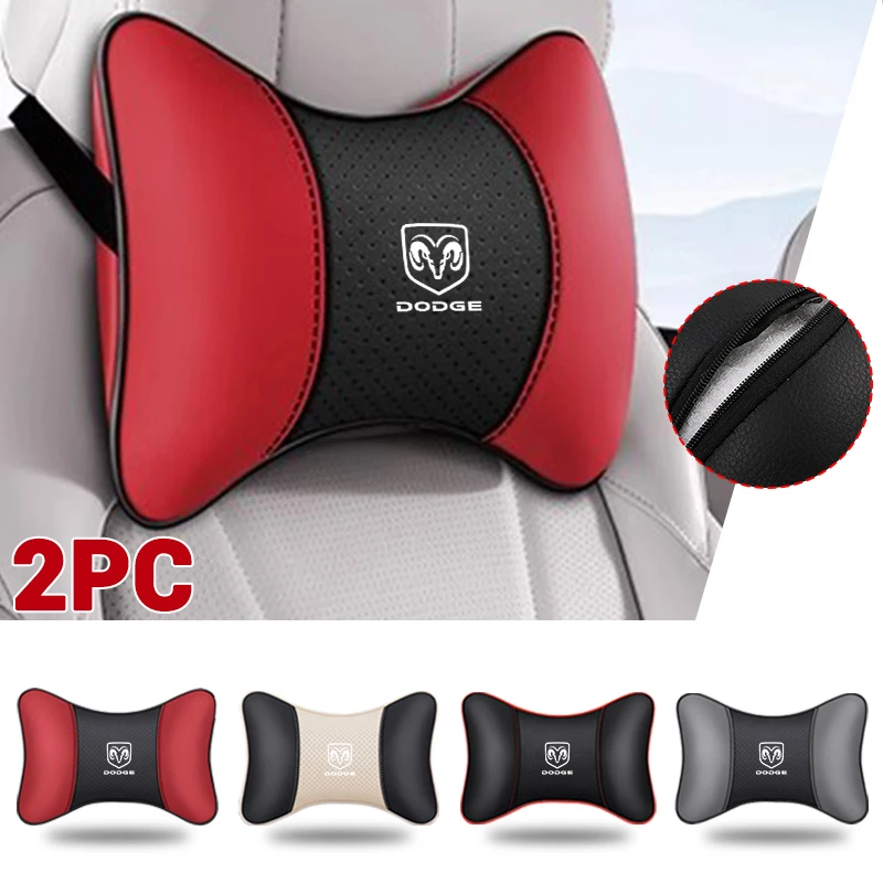 2Pcs Car Seat Headrest Auto Logo Neck Pillow for Dodge Ram 1500 Journey Charger Dart Challenger Durango Interior Accessories